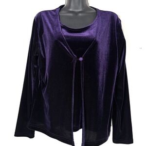 Womens Purple Velvet Y2K Whimsygoth Fairygoth Vampy Witchy Tank & Cardigan Set